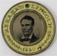 ABRAHAM LINCOLN FERROTYPE POLITICAL BUTTON