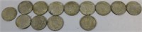 13 U.S. SILVER PEACE DOLLARS TO INCLUDE ONE 1922,