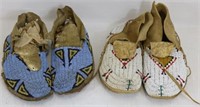 2 PAIRS OF MOCCASINS.  ONE IS 20TH C CHEYENNE,