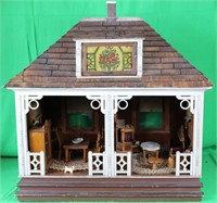 LATE 19TH C 2 ROOM GERMAN DOLLHOUSE WITH