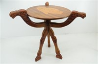 Wood Carved Bohemian Folding Camel Side Table
