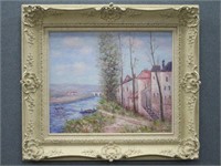 Original River & Village Painting by John Clymer