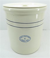 "Miali" 5 Gal Pottery Crock with Lid