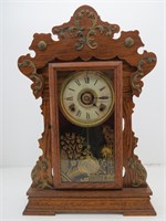 "Seth Thomas" Antique Oak Mantle Clock w/ Key