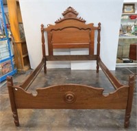 Eastlake Style Full Size Solid Walnut Bed