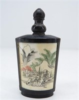 Oriental Scrimshaw Black Snuff Bottle