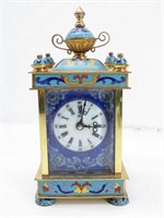 Small Ornate Cloisonne Chinese Mantle Brass Clock