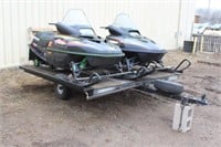 (2) ARTIC CAT COUGAR 550 SNOWMOBILES AND TRAILER