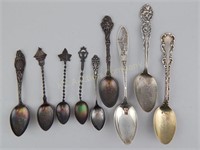 Group of 9 Sterling Silver Souvenir Spoons