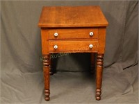 Early 2 Drawer Work Table. 1860s.Pegged