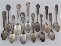 Group of 12 Sterling Silver Souvenir Spoons