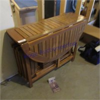 Wood drop leaf narrow table w/4 chairs