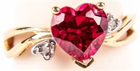 Jewelry 10kt Gold Heart Ruby Cocktail Ring