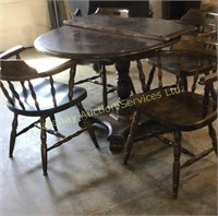 Wooden Table and 4 Chairs Table Has a Leaf