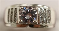 Men's Sterling Silver White Sapphire Ring