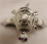 Sterling Silver Turtle Ring With Moving Head/Tail