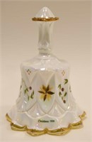 Fenton Opalescent White Gold Crest Christmas Bell