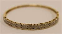 14K Yellow Gold Genuine Diamond Bangle Bracelet