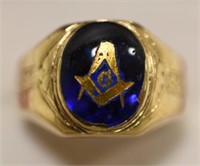 Vintage Men's 10K Yellow Gold Masonic Ring