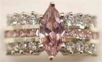 Sterling Silver Pink & White Sapphire Dinner Ring