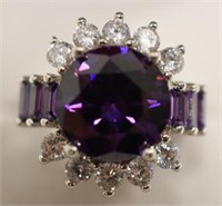 Sterling Silver Amethyst & White Sapphire Ring