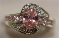 Sterling Silver Pink & White Sapphire Dinner Ring