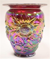 Fenton Red Carnival Glass Sunflower Vase