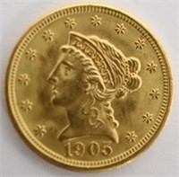 1905 U.S. $2-1/2 Gold Liberty Head Coin BU