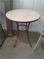 Tile-top table, 24" across by 27" tall
