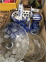 Blue/white/clear glassware