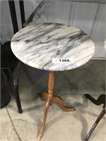 Marble-top stand, 12" across x 24" tall