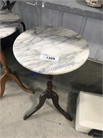 Marble-top stand, 12" across x 24" tall