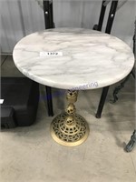 Marble-top stand, 15" across x 17" tall