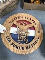 US Air Force Retired wood cut-out, 9" across