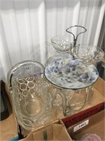Assorted glassware, basket, serving set