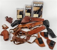 Large Lot of Bianchi Leather Holsters