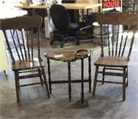 2 Vintage Chairs,  1/2 Moon Table,