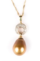 A Gold Baroque Pearl Necklace