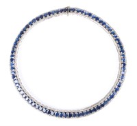 A Sapphire and Diamond Choker in 14K White Gold