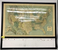 Framed US map with cork board