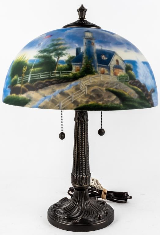 Thomas Kinkade Reverse Painted Lamp, Thomas Kinkade Floor Lamp