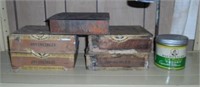 5 Vintage cigar boxes and tobacco tin w/contents