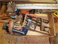 Box of snips hacksaw hand drill small vice