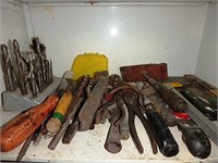 Assortment of tools- drill bits, screw drivers,