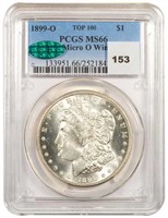 $1 1899-O MICRO O WING LINES PCGS MS66 CAC
