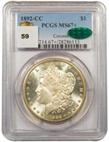 $1 1892-CC PCGS MS67+ CAC CORONET COLLECTION