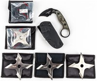 Lot of Throwing Stars & Tops Scorpions Tail Knife
