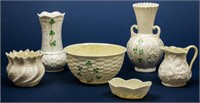 Lot of 6 Belleek Irish Porcelain Vases & Bowls