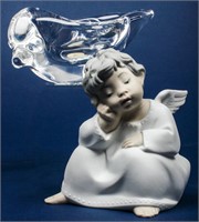 Lot of 2 Vintage Lladro Angel & Waterford Dove