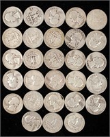 Coin Lot of (28) 90% Silver Washington Quarters